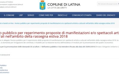 Bando del Comune di Latina per gli spettacoli del calendario estivo 2018: un’opportunita per Latina Scalo