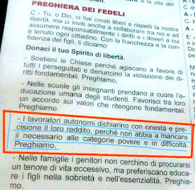 La “chiesa” di Bergoglio incolpa i lavoratori autonomi come evasori | maurizioblondet.it