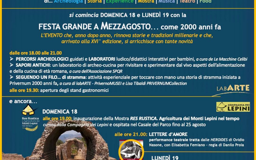 FESTA GRANDE A MEZZAGOSTO – come 2000 anni fa